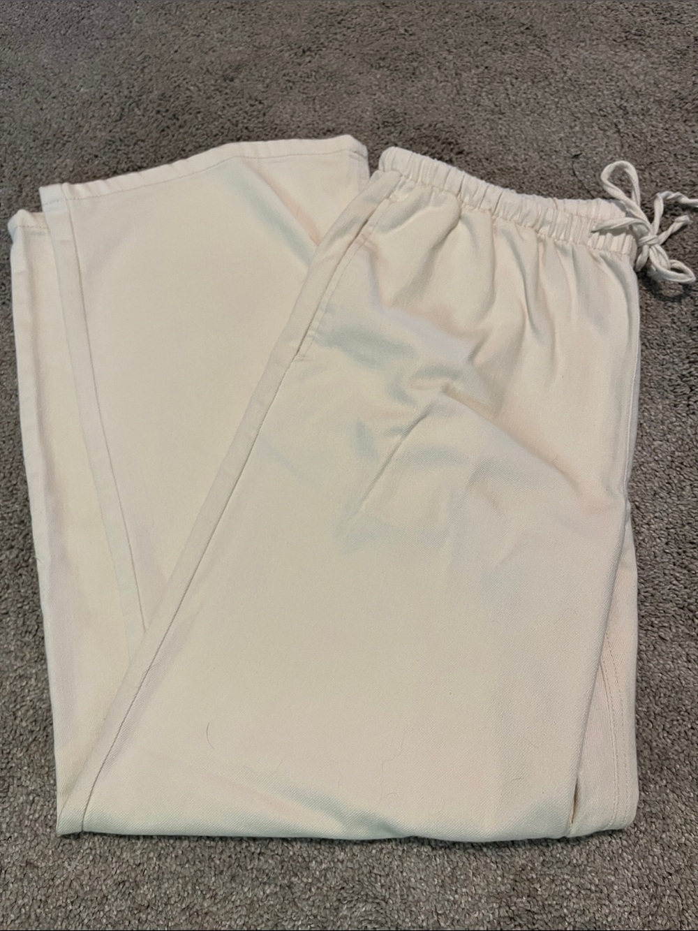 Women's Drawstring wide leg pants in Cream